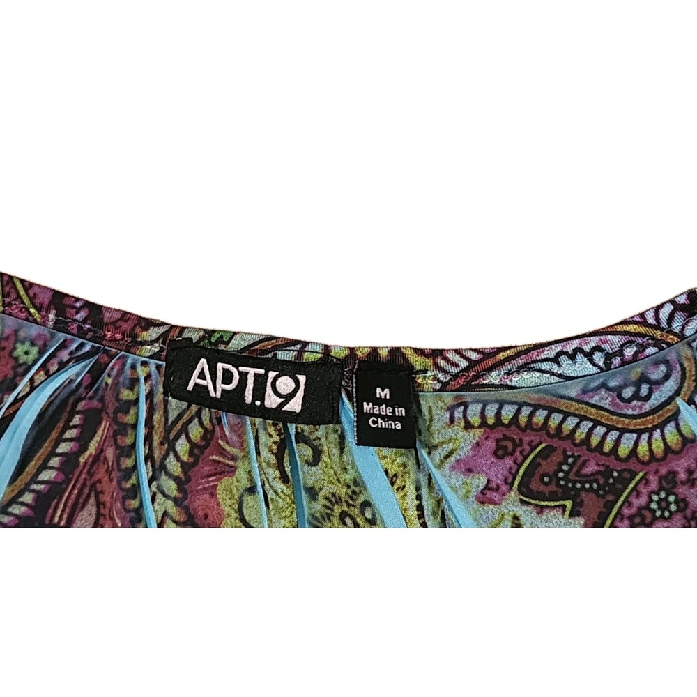 APT 9 Womens Multicol Top  Dress Tattoo Print V Neckline 3/4 Sleeve Size  Medium - Picture 6 of 16